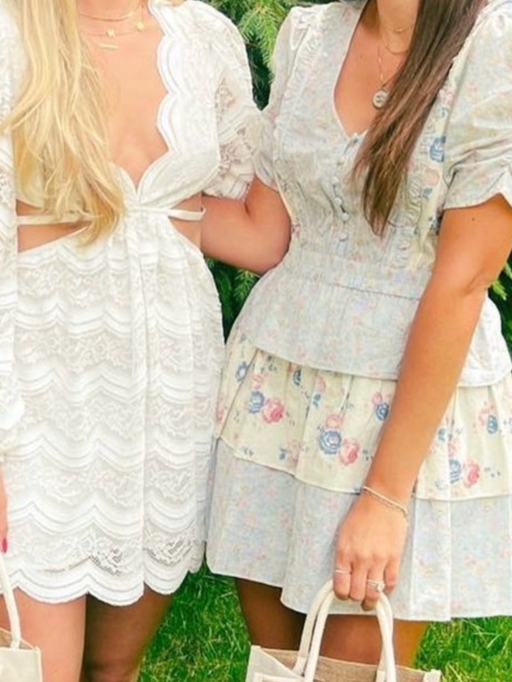 LoveShackFancy Pastel Floral Tiered Mini Dress - Cream & Light Blue. Like new.